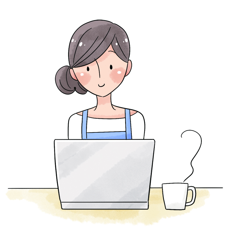 パソコンで作業するイラスト